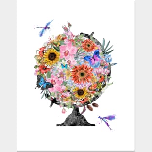 Floral Globe Posters and Art